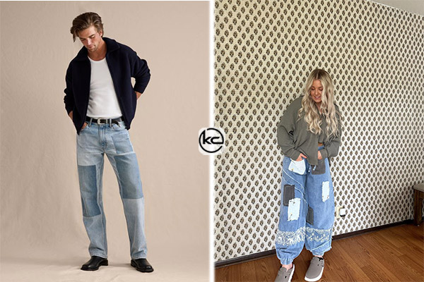 شلوار جین تیکه دوزی